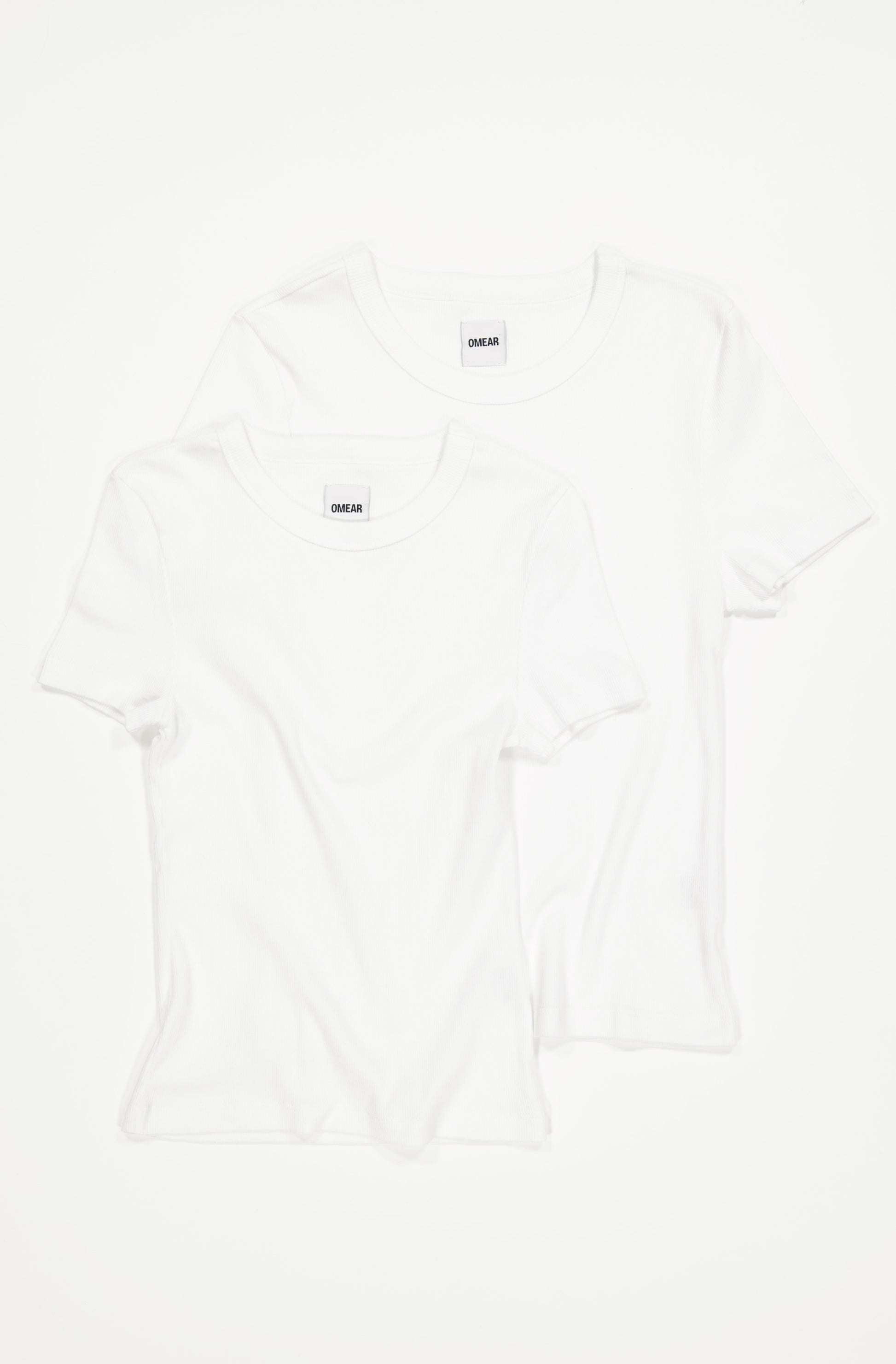 Le lot de 2 t-shirts à manches courtes femme en coton côtelé OMEAR, en blanc